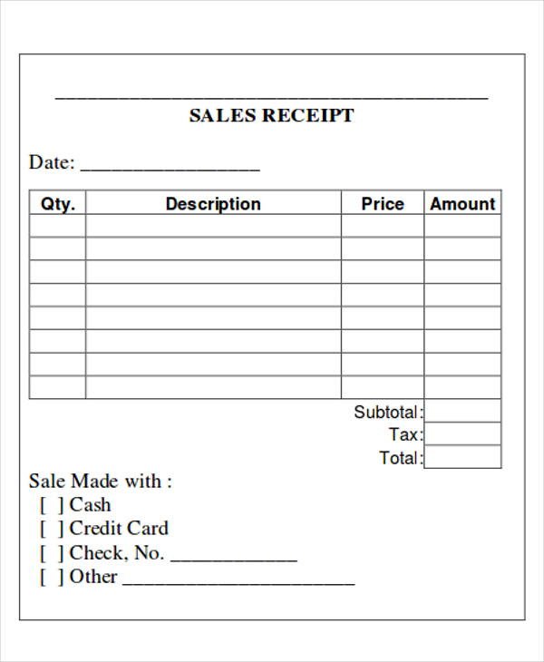 Free Printable Sales Receipt Template Printable Sales Receipt Sample 7 Examples In Word Pdf