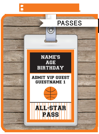 Free Printable Vip Pass Template Basketball Party All Star Vip Passes Template