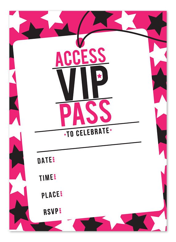 Free Printable Vip Pass Template Chic Pinky Vip Ticket Pass Template Example with Stars In