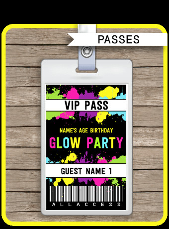 Free Printable Vip Pass Template Neon Glow Party Vip Passes