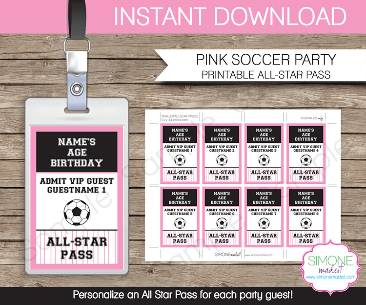 Free Printable Vip Pass Template soccer Birthday Party All Star Vip Passes Template