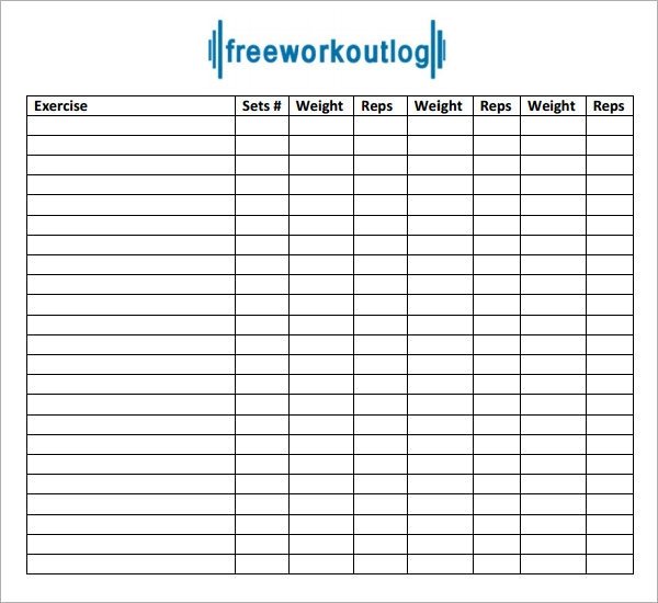 Free Printable Workout Log Exercise Log Template 7 Free Pdf Doc Download