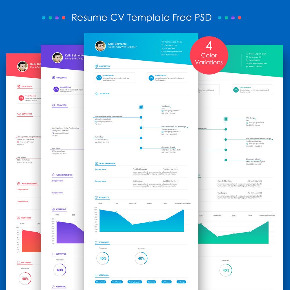Free Psd Resume Templates 25 Best Free Resume Cv Templates Psd Download Psd