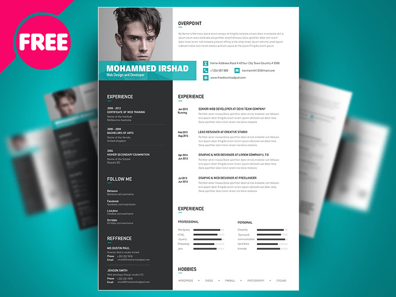 Free Psd Resume Templates Free Psd Resume Cv Template Design by Free Download Psd On