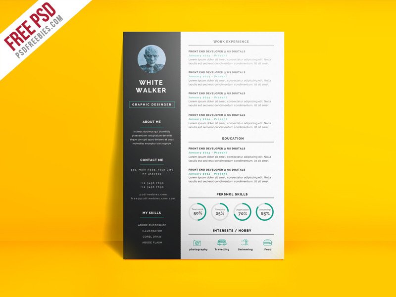 Free Psd Resume Templates Simple and Clean Resume Cv Template Free Psd