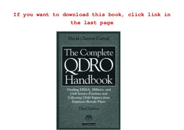 Free Qdro form Download Download the Plete Qdro Handbook Dividing Erisa