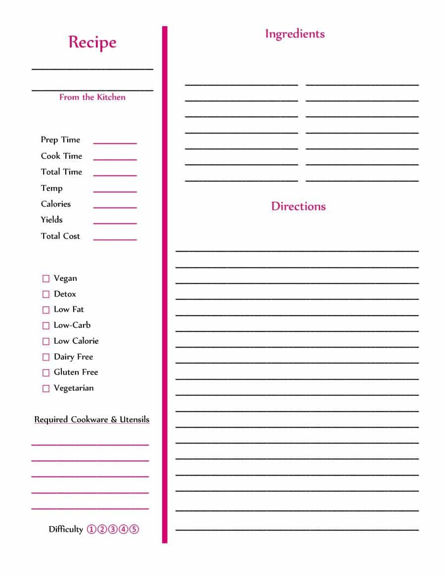 Free Recipe Book Template 44 Perfect Cookbook Templates [ Recipe Book & Recipe Cards]