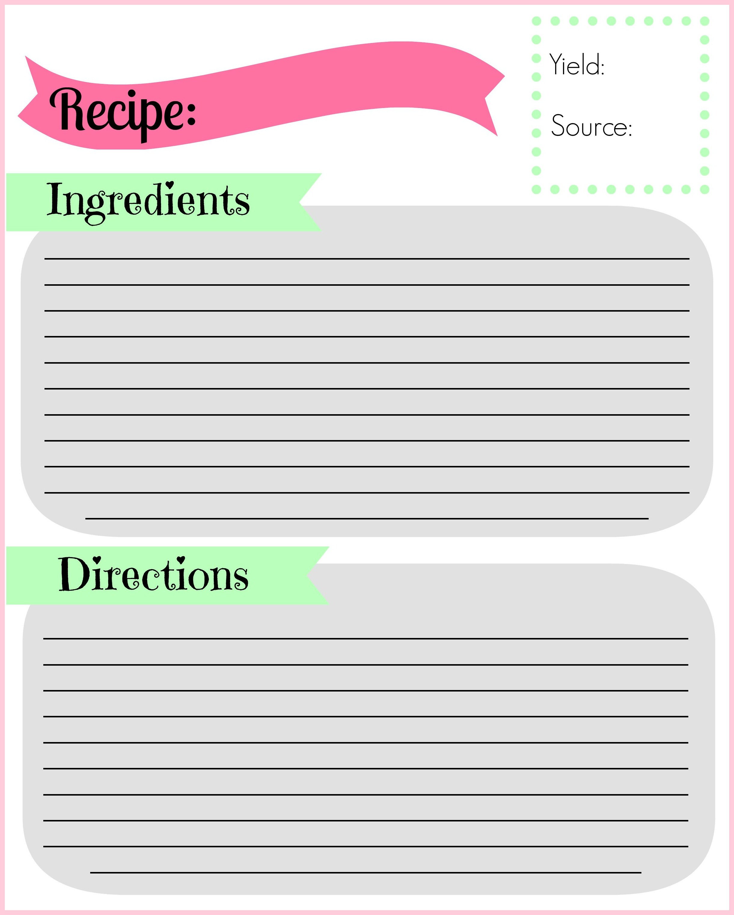 Free Recipe Book Template Diy Recipe Binder