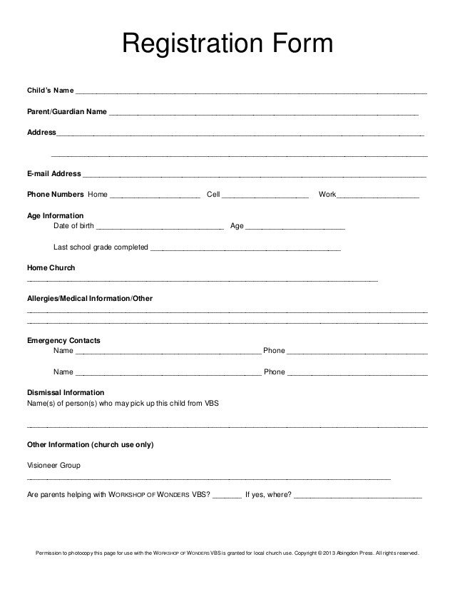 Free Registration forms Template Registration form Vbs
