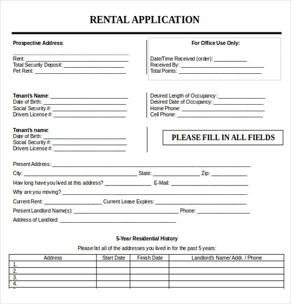 Free Rental Application form Template 13 Rental Application Templates – Free Sample Example