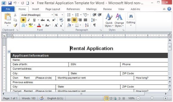 Free Rental Application form Template Free Rental Application Template for Word