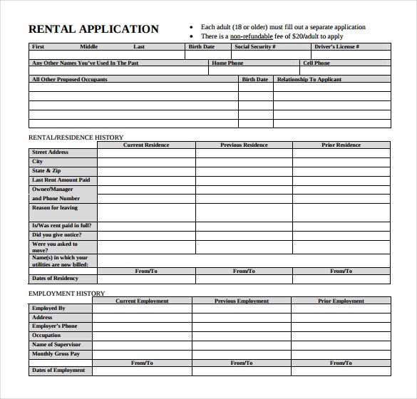 Free Rental Application form Template Rental Application – 18 Free Word Pdf Documents Download