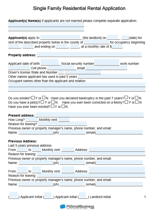 Free Rental Application form Template Rental Application form [ Free Templates]