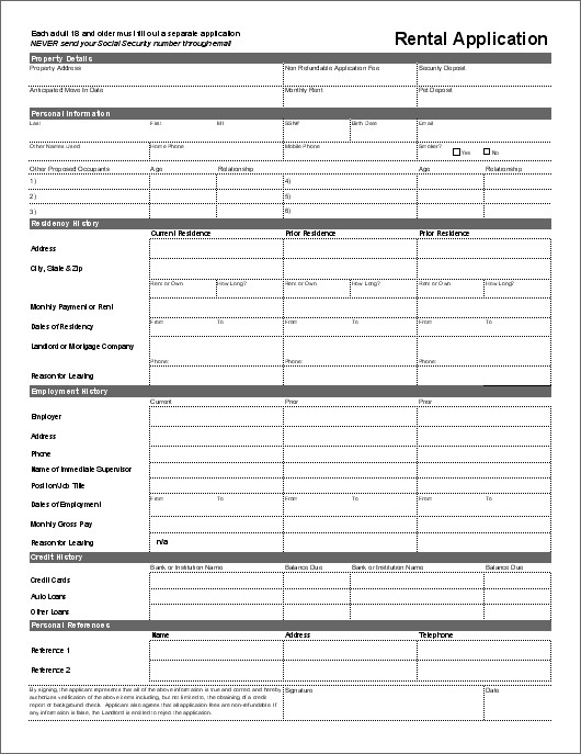 Free Rental Application form Template Rental Application form Template