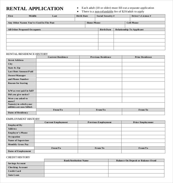 Free Rental Application form Template Rental Application Template – 10 Free Word Pdf Documents