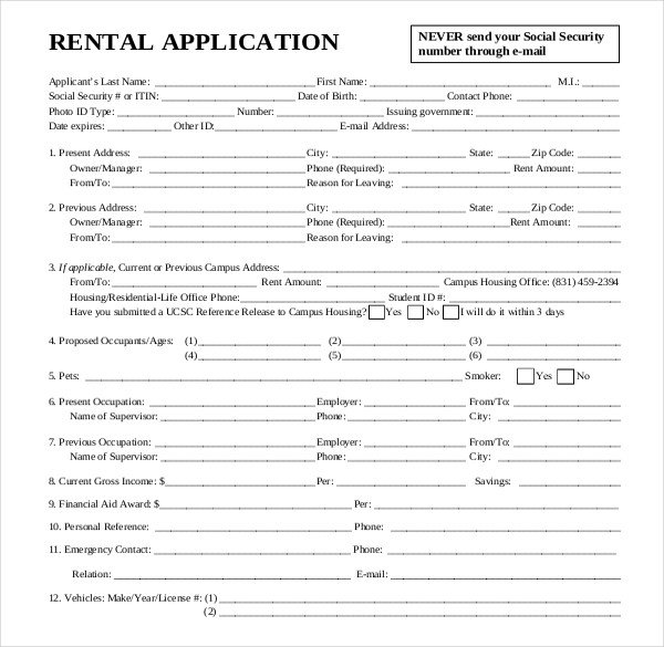 Free Rental Application form Template Rental Application Template – 12 Free Word Pdf Documents