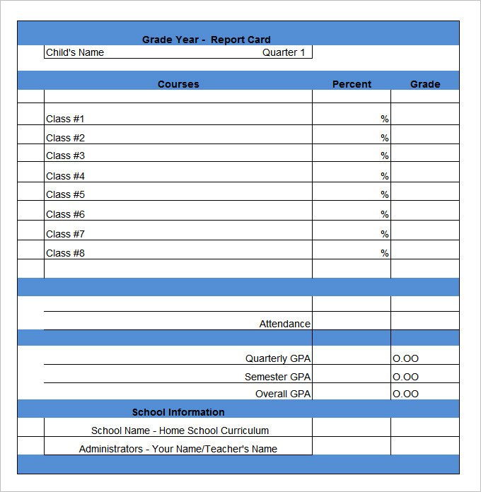 Free Report Card Template Report Card Template 28 Free Word Excel Pdf Documents