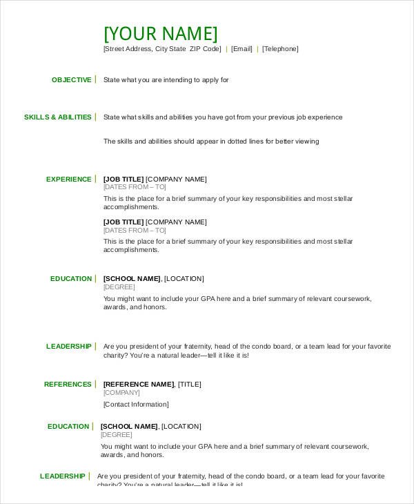 Free Resume Template Pdf Resume In Word Template 24 Free Word Pdf Documents