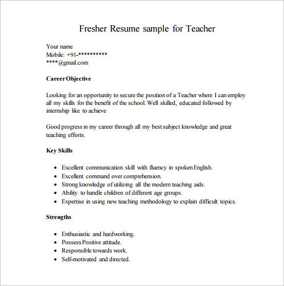 Free Resume Templates Pdf Resume Template for Fresher – 10 Free Word Excel Pdf