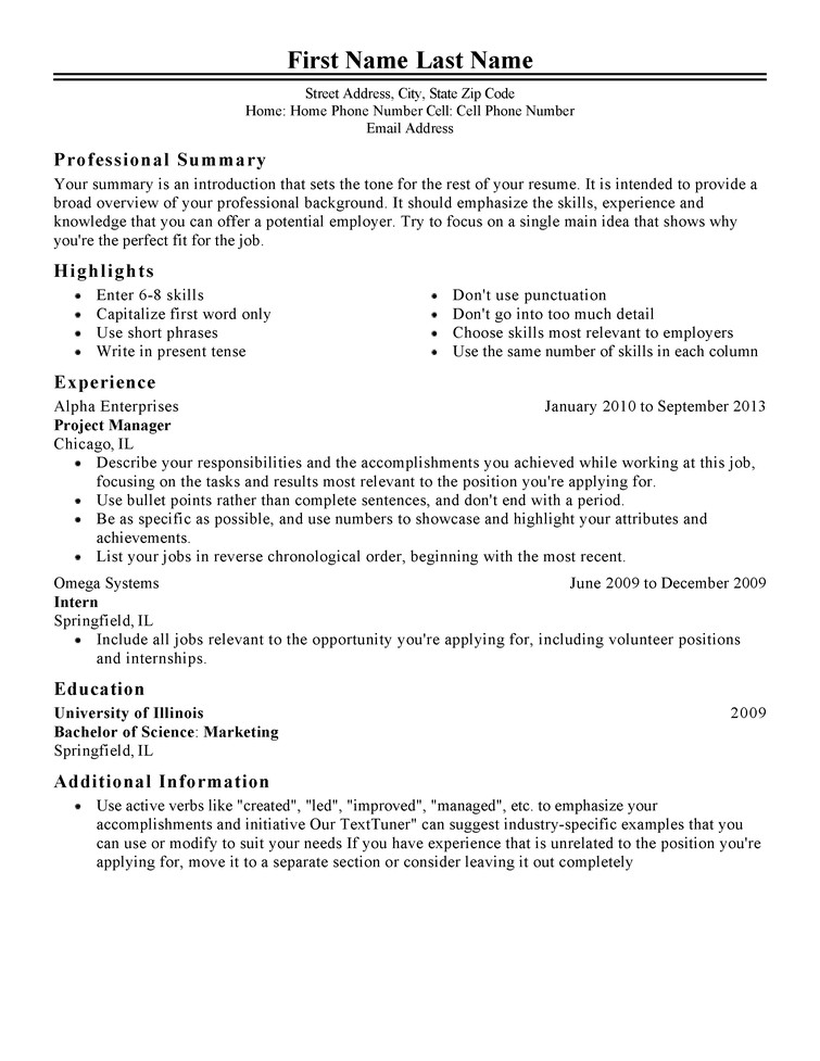 Free Sample Resume Templates Free Professional Resume Templates