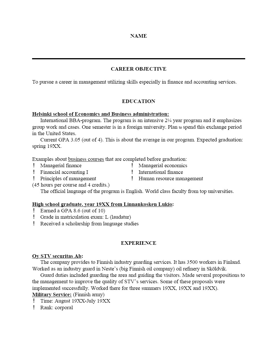 Free Sample Resume Templates Free Sample Resume Template Cover Letter and Resume