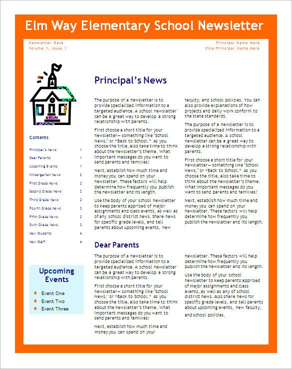 Free School Newsletter Templates 5 School Newsletter Templates Doc Pdf