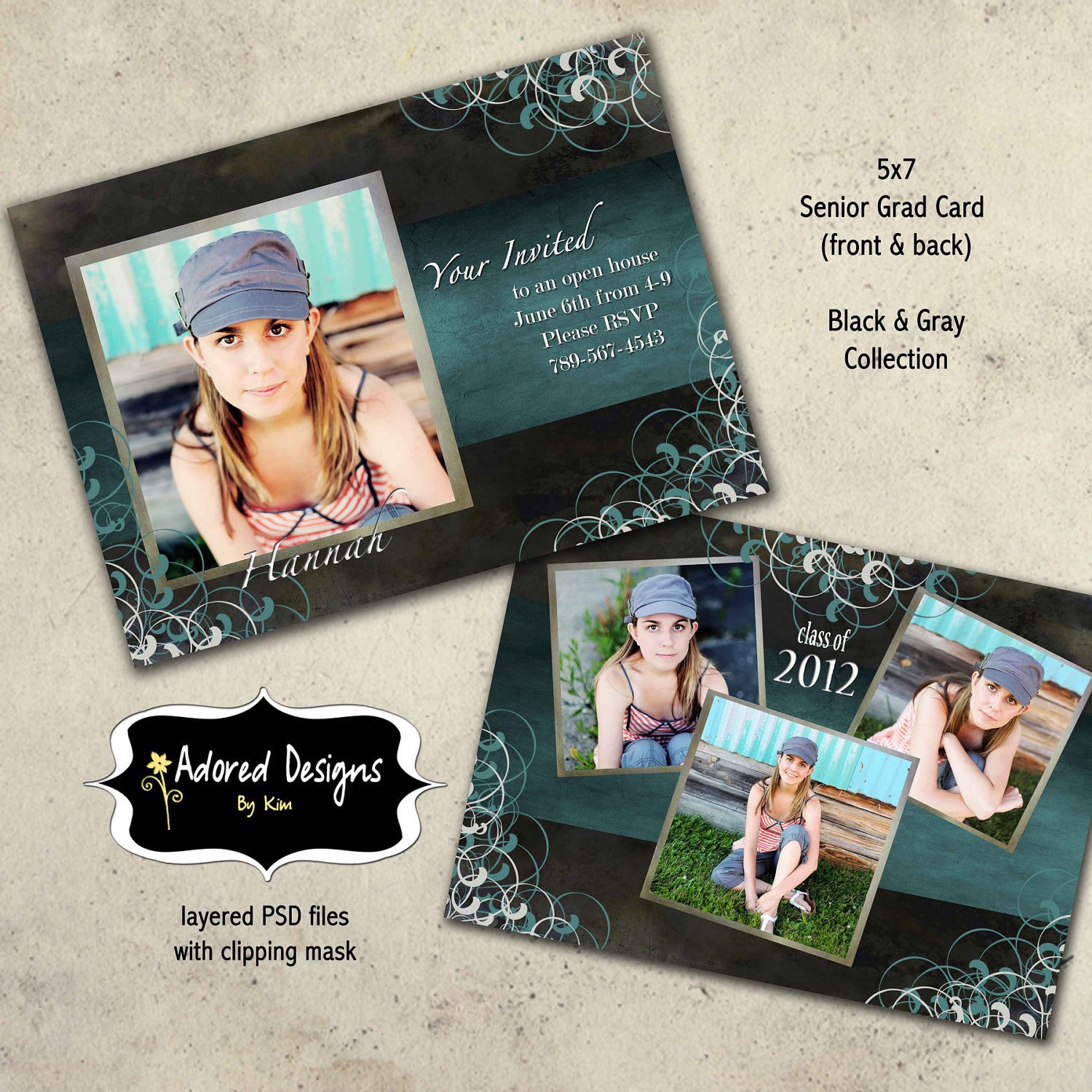 Free Senior Templates for Photoshop Graduation Announcement Photoshop Template Card Instant