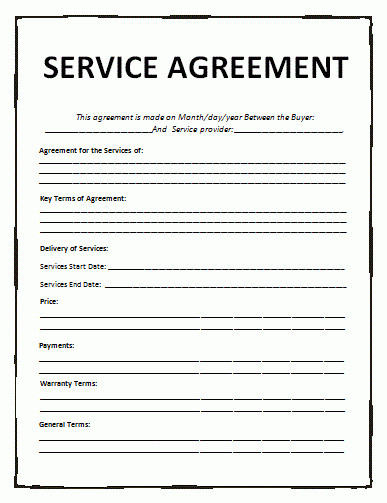 Free Service Contract Template Service Agreement Template