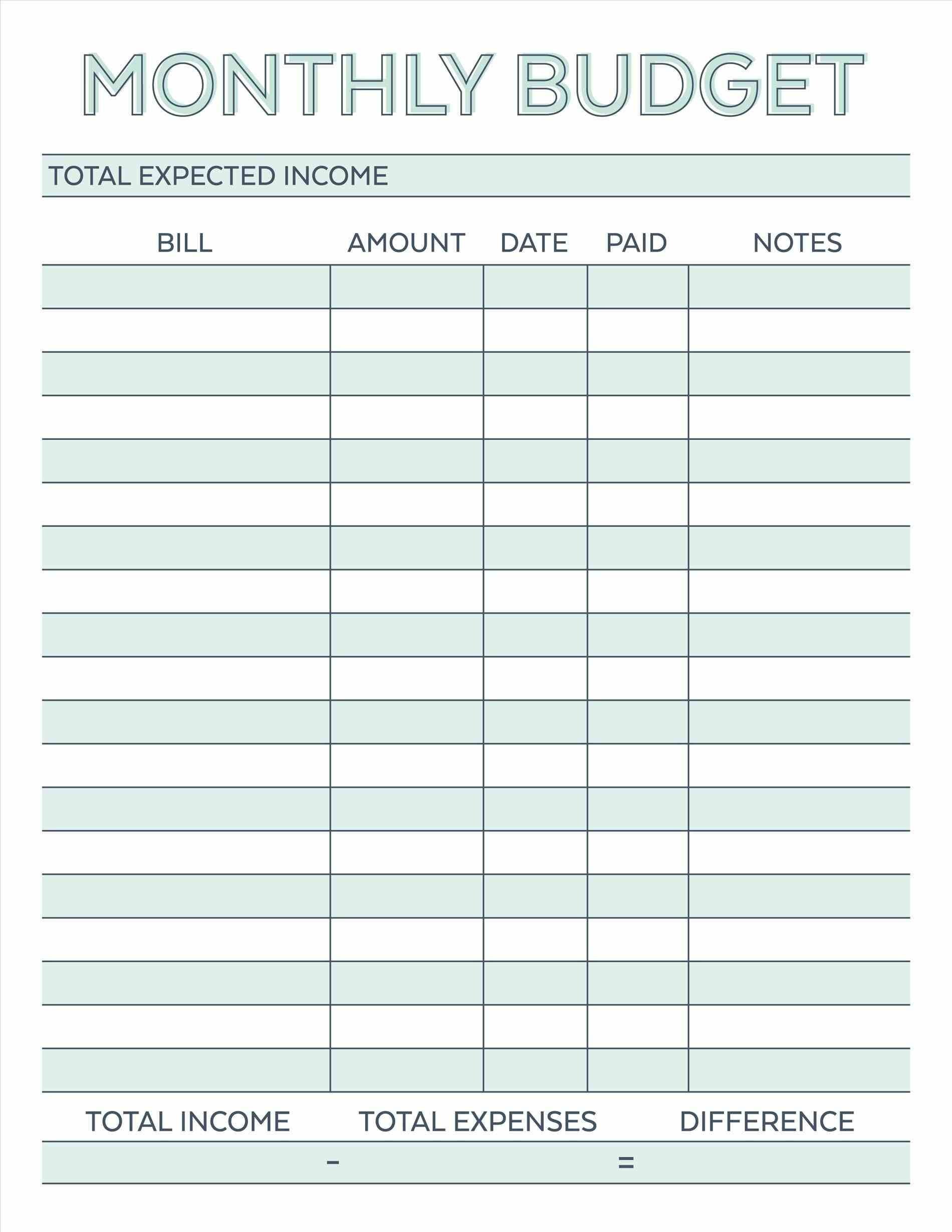 Free Simple Budget Template Bud Planner Planner Worksheet Monthly Bills Template