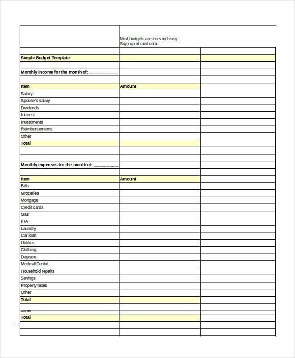 Free Simple Budget Template Excel Bud Template 10 Free Excel Documents Download
