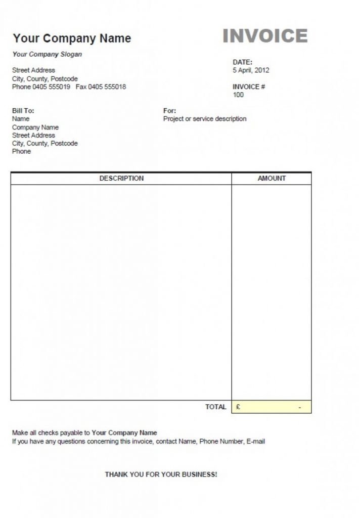 Free Simple Invoice Template Basic Invoice Template Uk Excel Freelance Free Printable