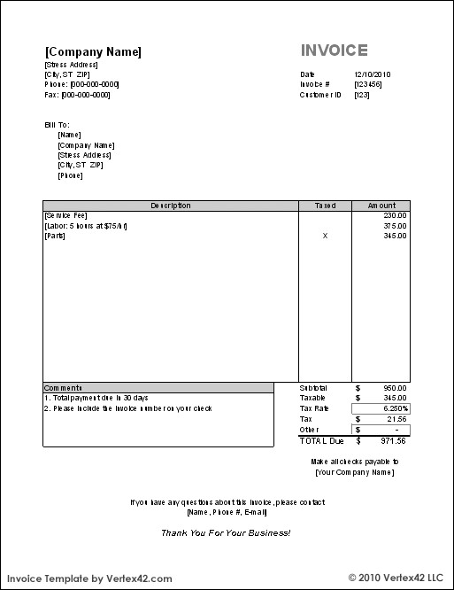 Free Simple Invoice Template Free Invoice Template for Excel