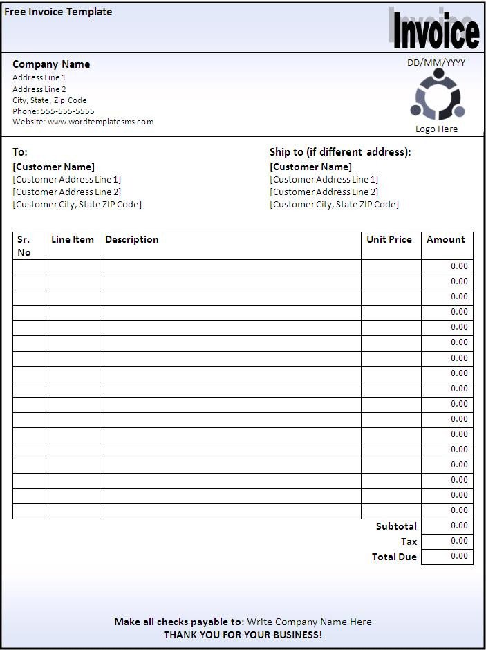 Free Simple Invoice Template Invoice Template Free