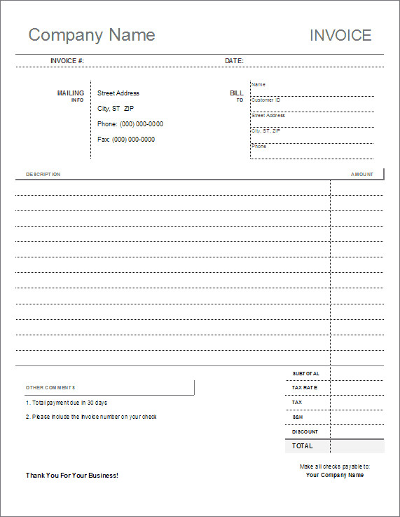 Free Simple Invoice Template Printable Free Invoice Templates the Grid System