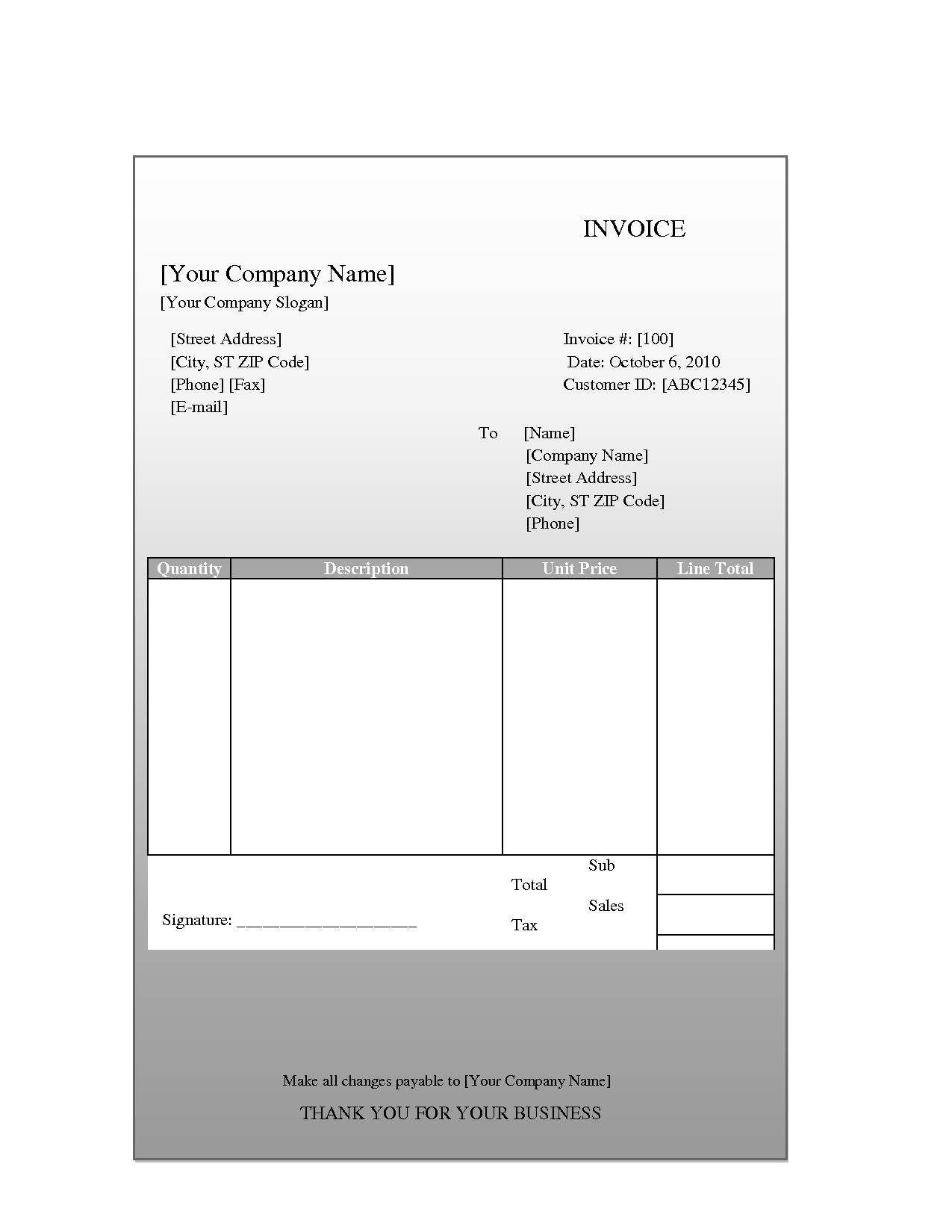 Free Simple Invoice Template Word Invoice Template Mac