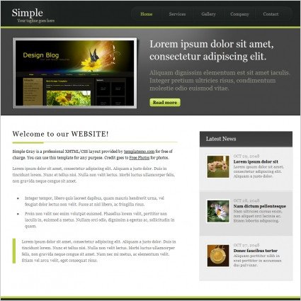 Free Simple Website Templates Simple Gray Free Website Templates In Css Js format