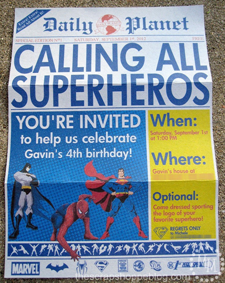 Free Superhero Invitation Template Superhero Newspaper Birthday Invitation the Scrap Shoppe