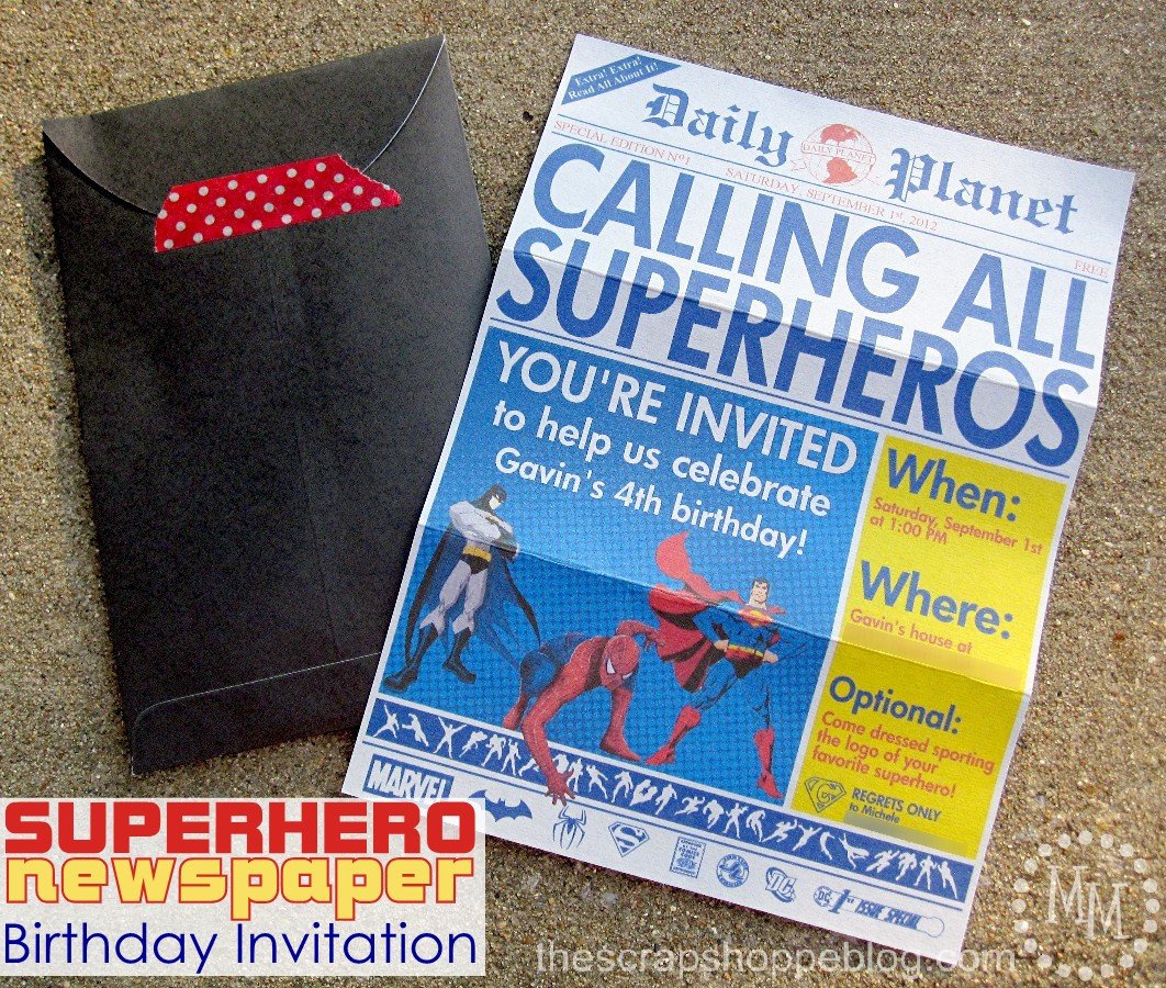 Free Superhero Invitation Template Superhero Newspaper Birthday Invitation the Scrap Shoppe