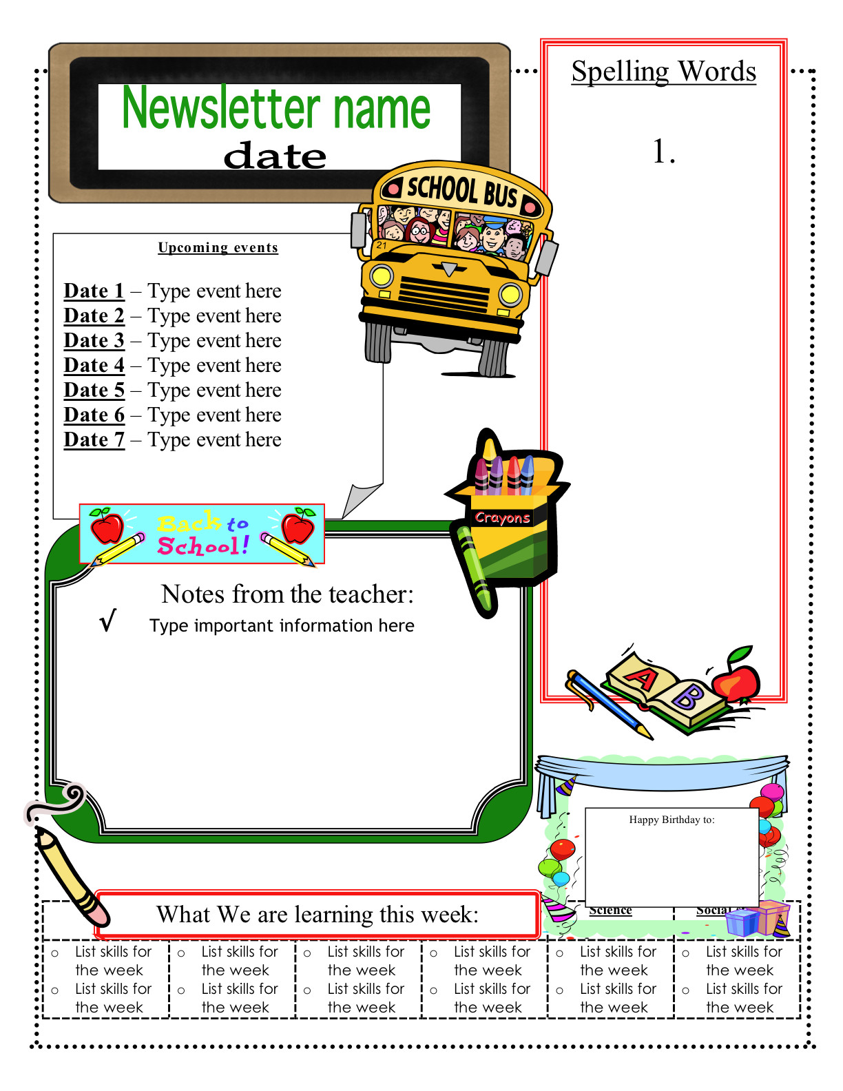 Free Teacher Newsletter Templates 3 6 Free Resources June 2012