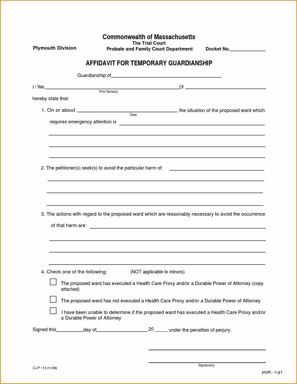Free Temporary Guardianship form California Free Printable Child Guardianship forms Free for Free