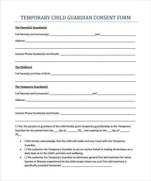 Free Temporary Guardianship form California Sample Temporary Guardianship form 8 Download Documents