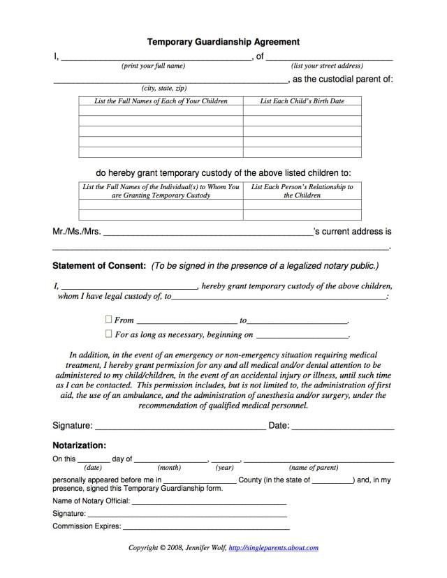 Free Temporary Guardianship form California Use This form to Establish Temporary Guardianship