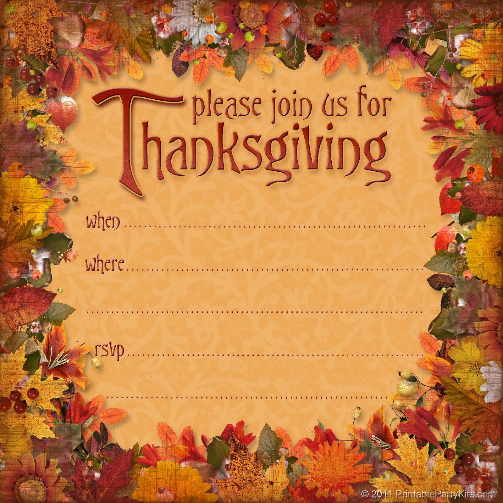 Free Thanksgiving Invitation Templates Free Printable Party Invitations Free Thanksgiving Dinner
