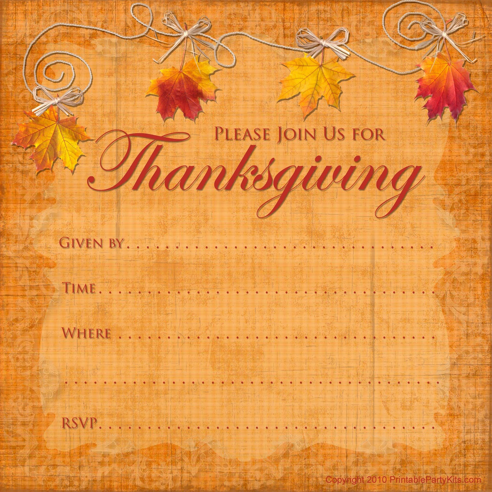 Free Thanksgiving Invitation Templates Free Printable Party Invitations Printable Thanksgiving