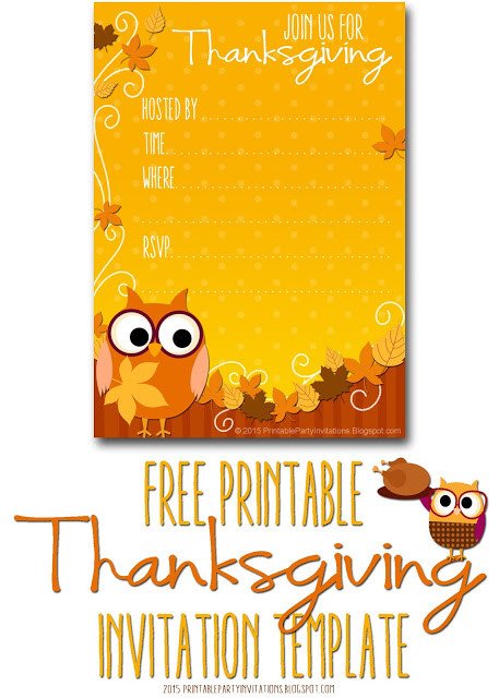 Free Thanksgiving Invitation Templates Free Printable Party Invitations Thanksgiving Invite Template