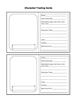 Free Trading Card Template Character Trading Cards by Sassycat Corner
