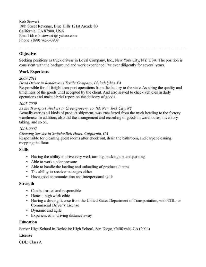Free Truck Driver Application Template Cdl Truck Driver Resume Template