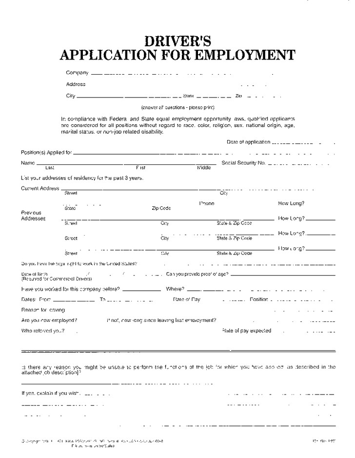 Free Truck Driver Application Template Index Of Cdn 29 1990 492