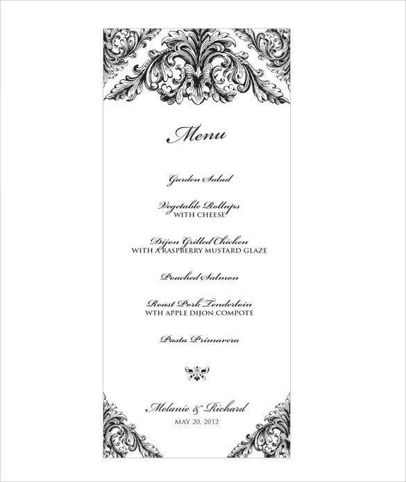 Free Wedding Menu Template Wedding Menu Template 31 Download In Pdf Psd Word
