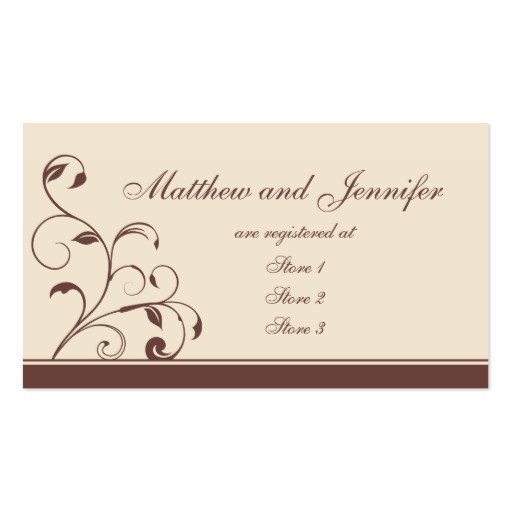 Free Wedding Registry Card Template Brown Swirls and Curls Wedding Gift Registry Cards
